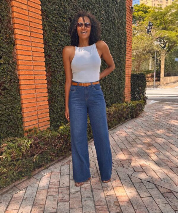 Wide Leg Jeans Cintura Alta