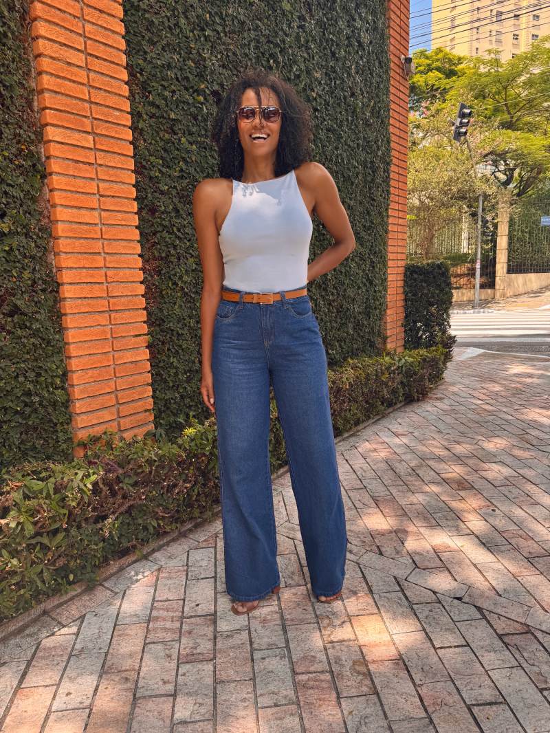 Wide Leg Jeans Cintura Alta